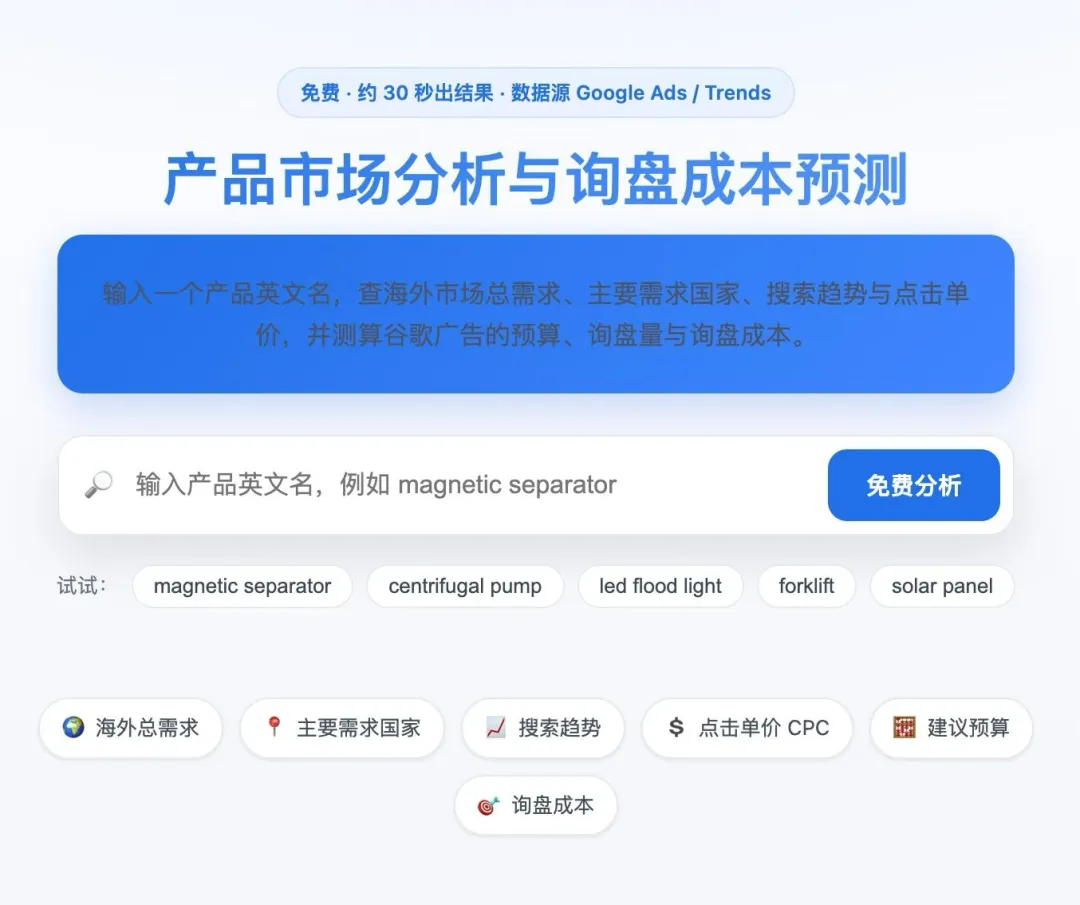 外贸独立站运营必备的四大免费工具：测品、扒竞对广告、检测网站SEO、AI可见度分析